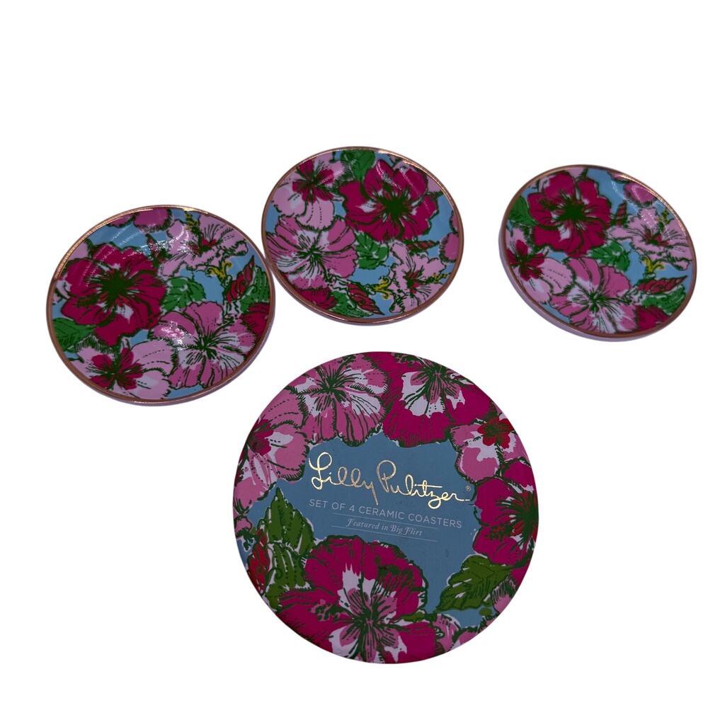 Lilly Pulitzer Big Flirt Set of 3 Ceramic Coasters
